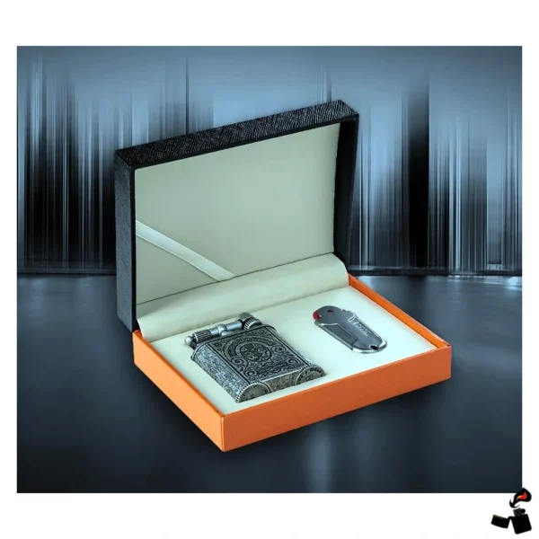 Briquet CIGARLOONG – Luxe Rétro Perce-Cigare Boîte Pierre