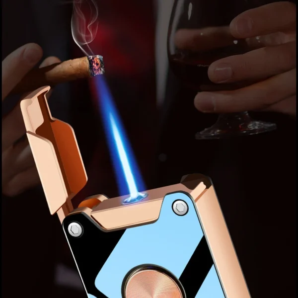 Briquet Double Flamme Gaz et Electrique Flamme Bleu Briquet Tempête Électrique Gaz USB