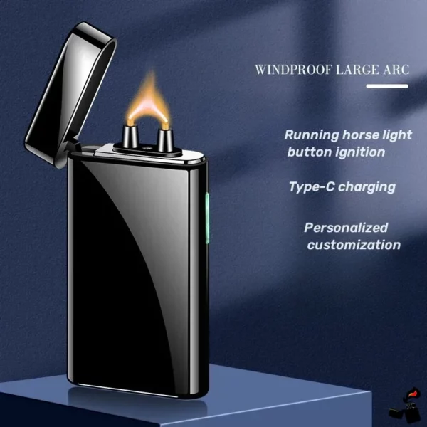 Briquet Électrique Double Arc LED – Recharge USB-C Allumé