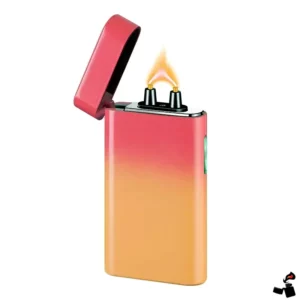 Briquet Électrique Double Arc LED – Recharge USB-C Rose Jaune