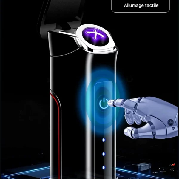 Briquet Électrique Plasma Rotatif – Double Arc, LED & Batterie Amovible Allumage