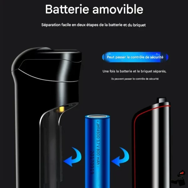 Briquet Électrique Plasma Rotatif – Double Arc, LED & Batterie Amovible Batterie