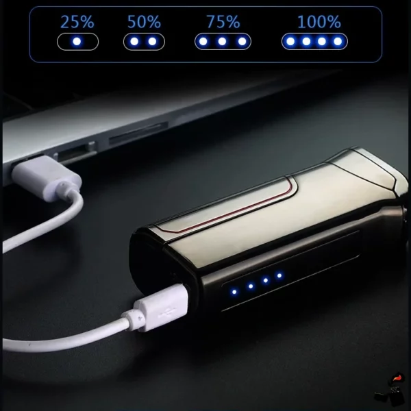 Briquet Électrique Plasma Rotatif – Double Arc, LED & Batterie Amovible Led