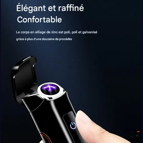 Briquet Électrique Plasma Rotatif – Double Arc, LED & Batterie Amovible Poli