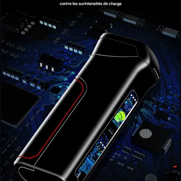 Briquet Électrique Plasma Rotatif – Double Arc, LED & Batterie Amovible Puce