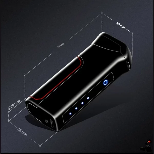 Briquet Électrique Plasma Rotatif – Double Arc, LED & Batterie Amovible Taille