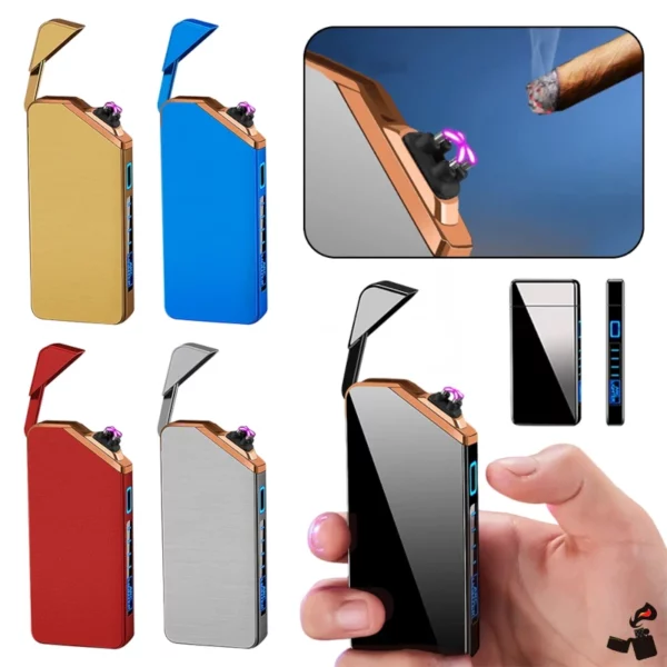 Briquet Électrique USB Double Arc – Métal Tactile Couleurs