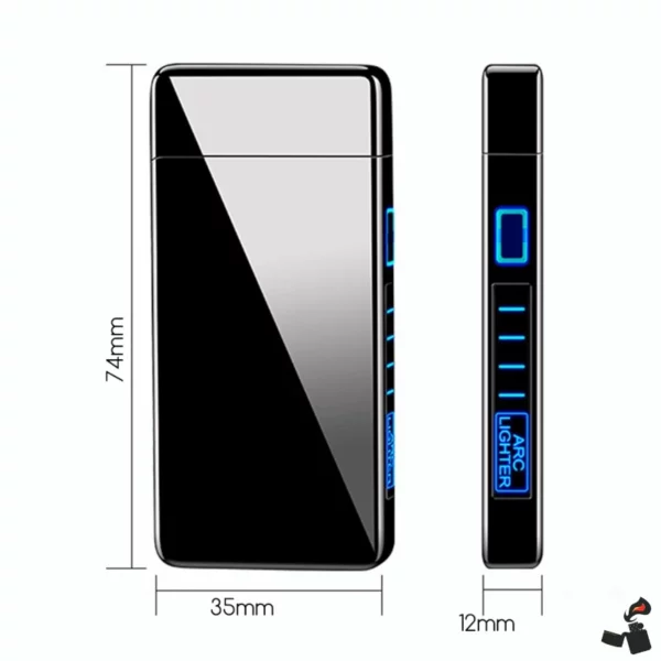 Briquet Électrique USB Double Arc – Métal Tactile Taille