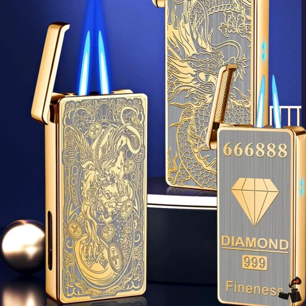 Briquet Intelligent Commande Vocale – Flamme Double USB-C Allumé