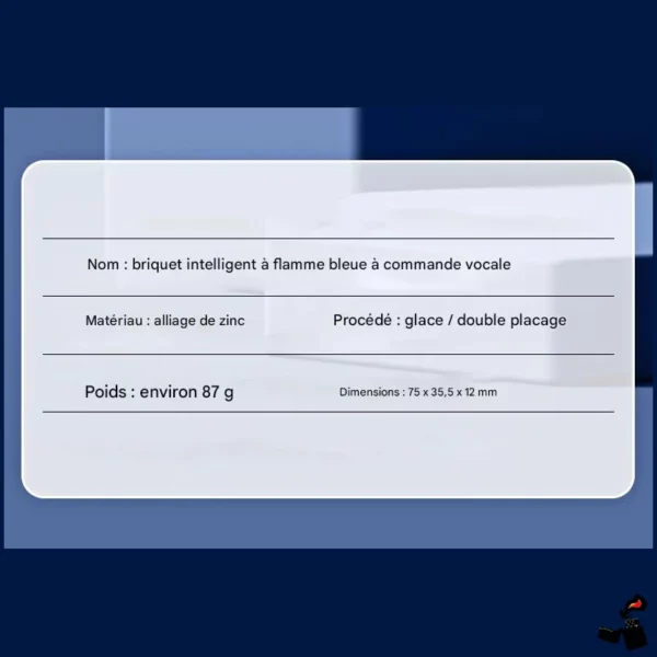 Briquet Intelligent Commande Vocale – Flamme Double USB-C Paramètre