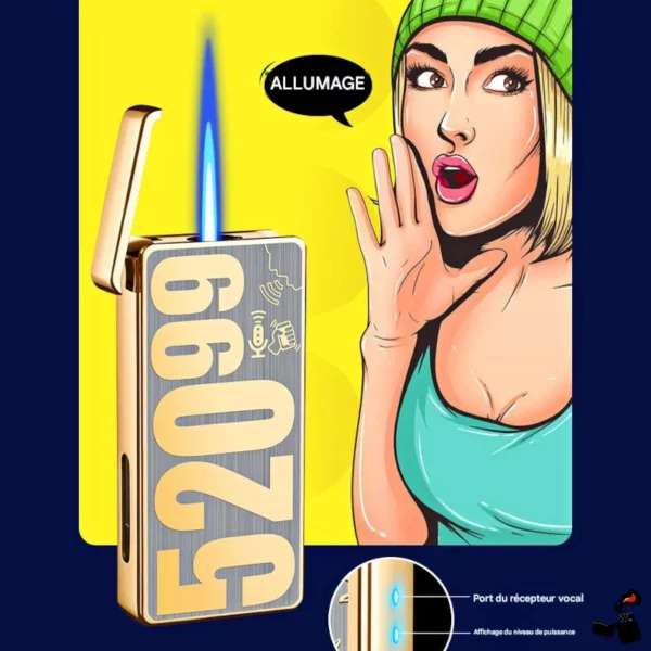 Briquet Intelligent Commande Vocale – Flamme Double USB-C Port