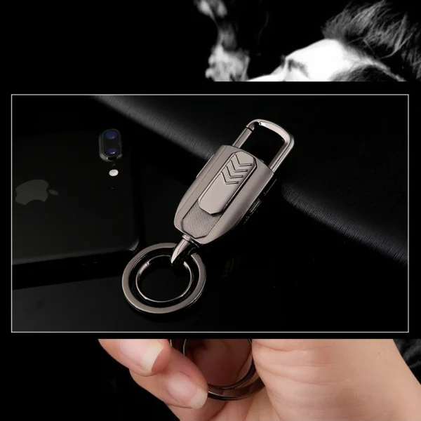 Briquet USB Porte Cles Fil Tungstene Noir Briquet USB Résistant au Vent Porte-Clés 