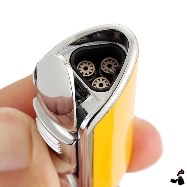 Briquet de Luxe 3 Jets – Coupe-Cigare Buse Jaune