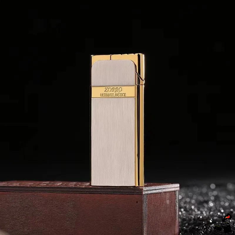 ZORRO Briquet Ultra-Fin Métal Laqué Flamme Douce 11 ZORRO Briquet Ultra-Fin Métal Laqué Flamme Douce Doré 2