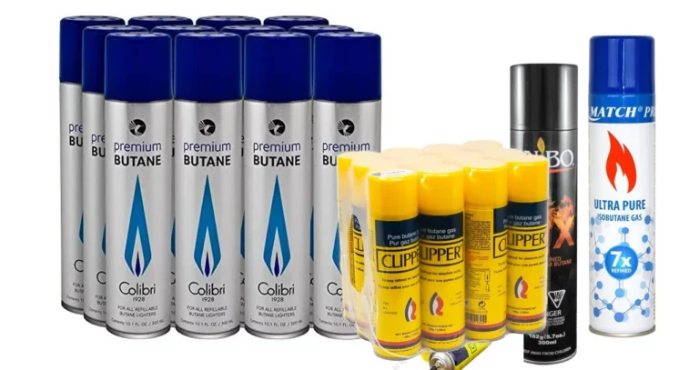 Bouteilles de gaz butane variées.