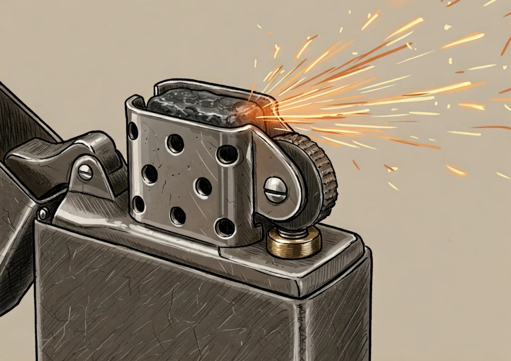 Comment Fonctionne un Briquet Tempête ? 3 Allumage à pierre : L'Artisanat dans un Briquet