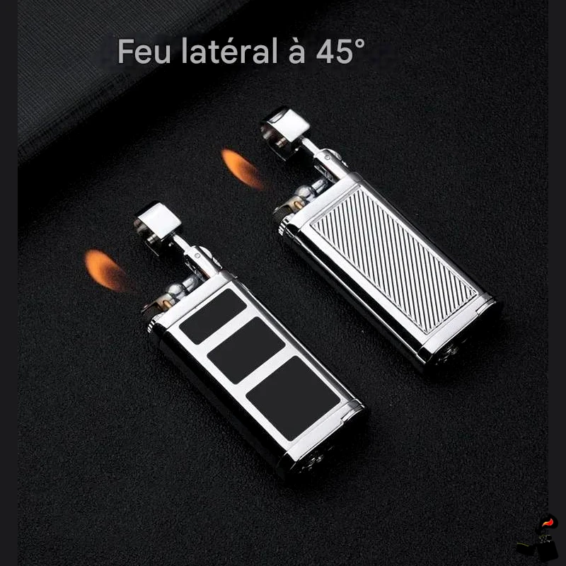 Briquet Pipe 45° – Outil Intégré - Réglage de Flamme | Briquet-Tek 8 Briquet Pipe Flamme 45° Métal Premium, Silex, Réglage Flammes
