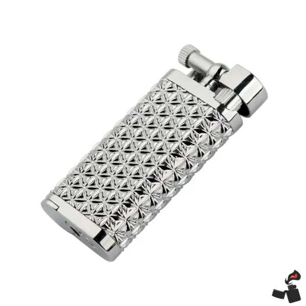 Briquet Pipe Métal Flamme Inclinée Argenté