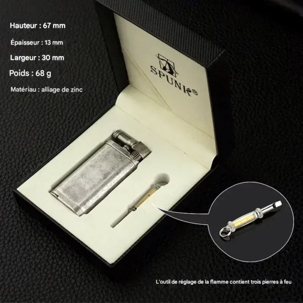 Briquet Pipe Métal Flamme Inclinée Taille