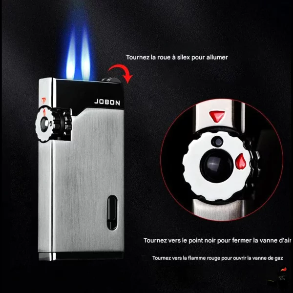 Briquet JOBON Double Flamme | Puissant & Coupe-Vent Allumer
