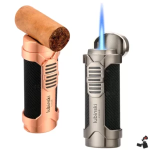 Briquet Lubinski Métal Flamme Jet Perce-Cigare Support