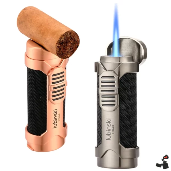 Briquet Lubinski Métal Flamme Jet Perce-Cigare Support