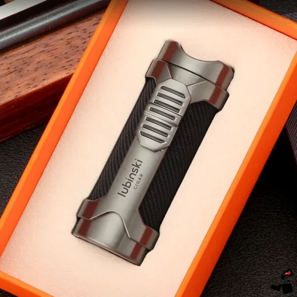 Briquet Lubinski Métal Flamme Jet Perce-Cigare Support Boîte