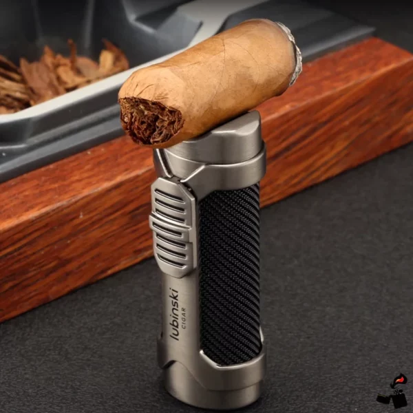 Briquet Lubinski Métal Flamme Jet Perce-Cigare Support Cigare