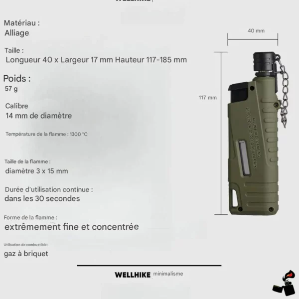 Briquet Télescopique Haute Température Outdoor Taille