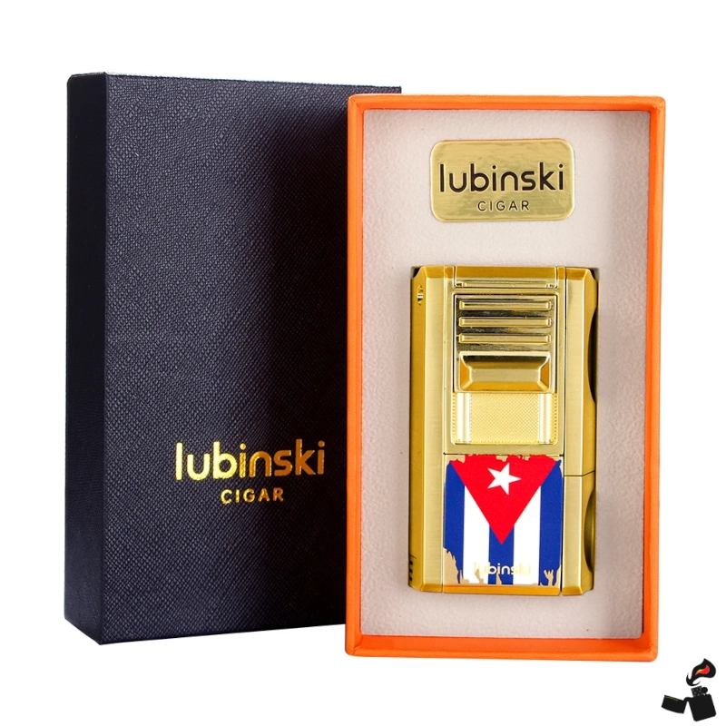 Briquet LUBINSKI 1 Jet – Coupe en‑V, Aiguille, Poinçon 1 Briquet Cigare 1 Jet – Coupe‑Cigare Poinçon LUBINSKI Cuba