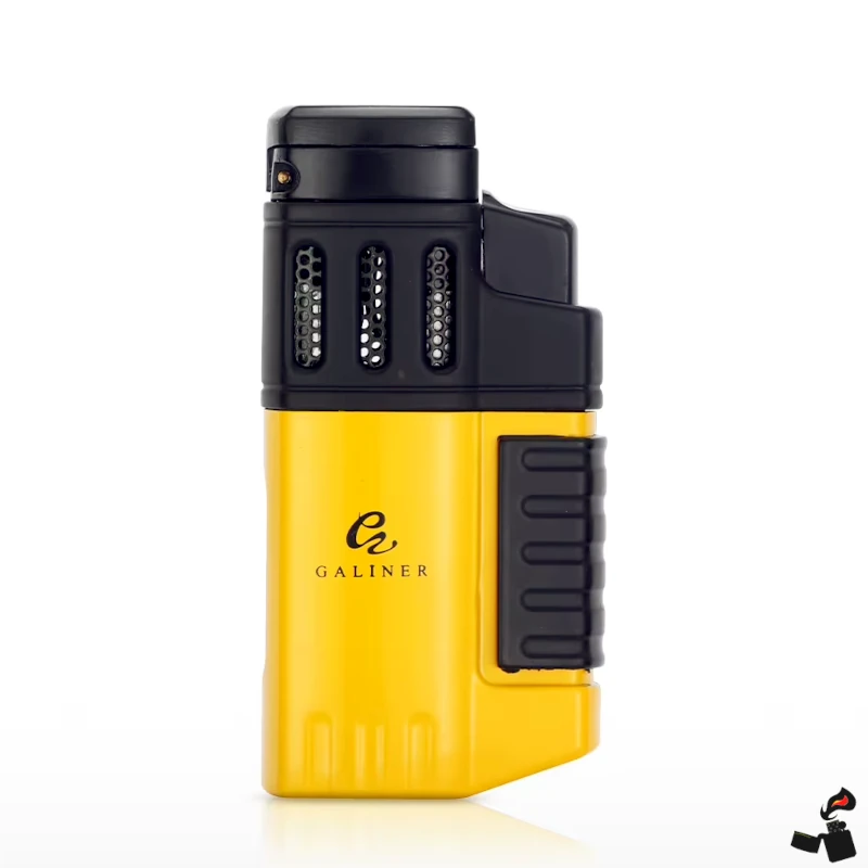 Premium Cigare – Briquet QuadraFlame 4 Jets - Coupe-Cigare, Porte-Cigare, Punch Intégré 9 Briquet Cigare GALINER LC-150 – 4 Flammes Bleues Coupe-Vent avec Poinçon Intégré | Accessoire Premium pour Amateur de Cigare Logo