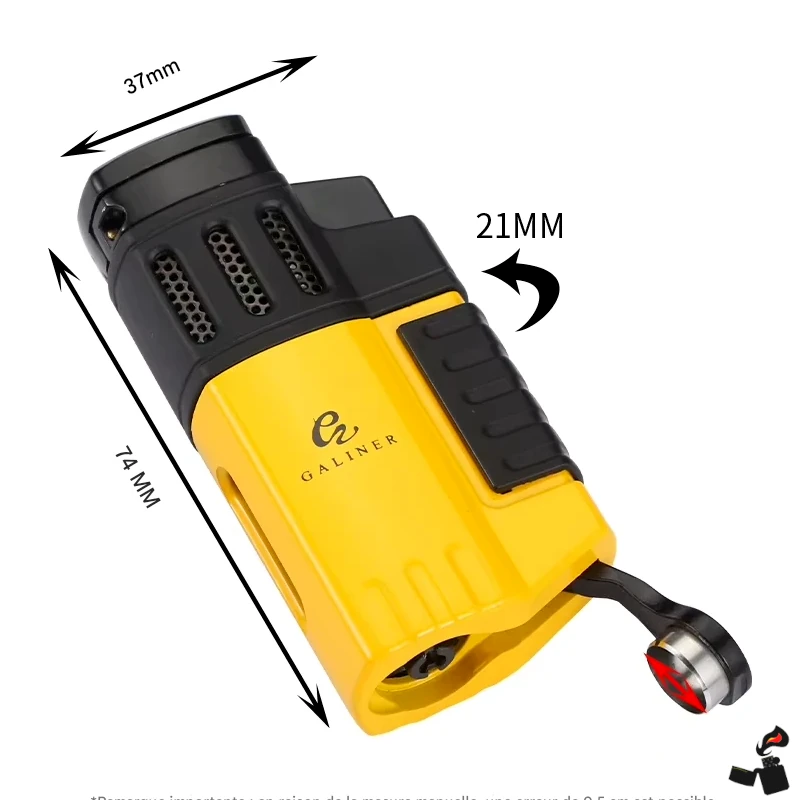 Premium Cigare – Briquet QuadraFlame 4 Jets - Coupe-Cigare, Porte-Cigare, Punch Intégré 10 Briquet Cigare GALINER LC-150 – 4 Flammes Bleues Coupe-Vent avec Poinçon Intégré | Accessoire Premium pour Amateur de Cigare Taille