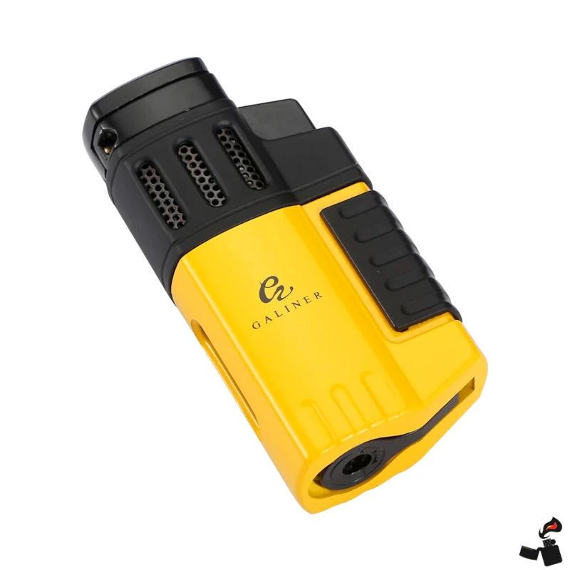 Premium Cigare – Briquet QuadraFlame 4 Jets - Coupe-Cigare, Porte-Cigare, Punch Intégré 8 Briquet Cigare GALINER LC-150 – 4 Flammes Bleues Coupe-Vent avec Poinçon Intégré | Accessoire Premium pour Amateur de Cigare