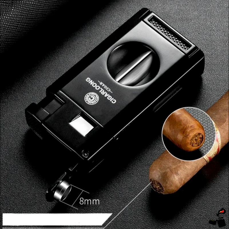Briquet Cigare Multifonction Turbine – Coupe-Cigare Intégré & Perforateur | Briquet Jet Coupe-Vent Rechargeable Butane 3 Briquet Cigare Multifonction Turbine – Coupe-Cigare Intégré & Perforateur | Briquet Jet Coupe-Vent Rechargeable Butane Coupe