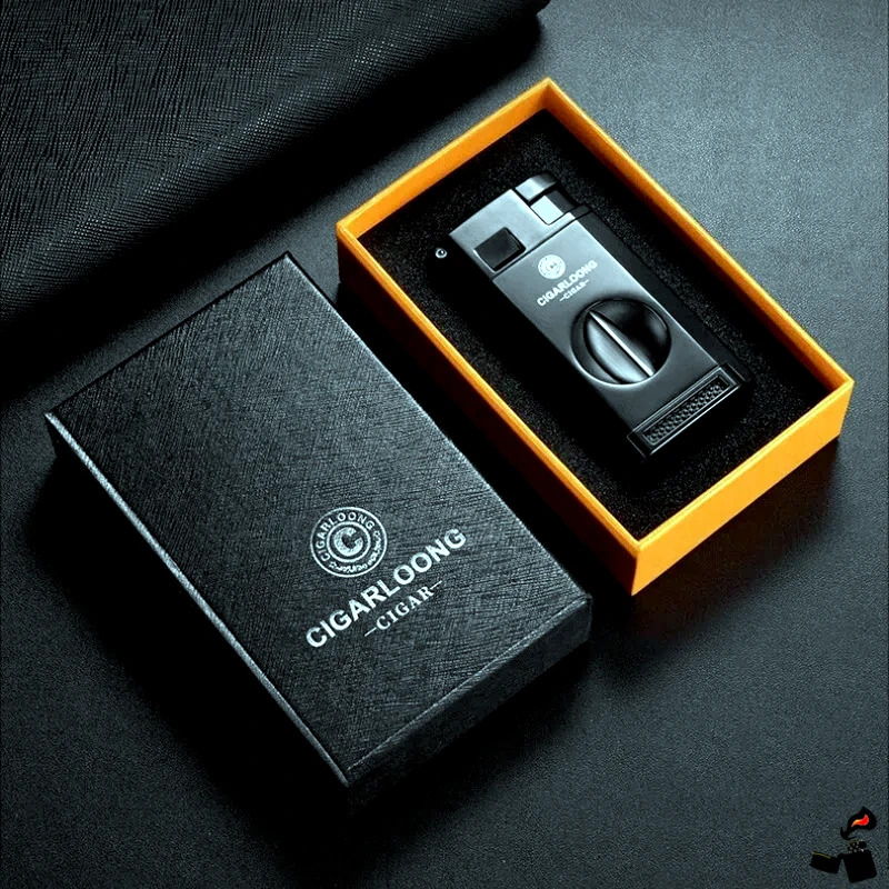 Briquet Cigare Multifonction Turbine – Coupe-Cigare Intégré & Perforateur | Briquet Jet Coupe-Vent Rechargeable Butane 5 Briquet Cigare Multifonction Turbine – Coupe-Cigare Intégré & Perforateur | Briquet Jet Coupe-Vent Rechargeable Butane Noir