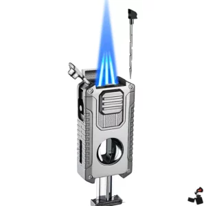 Briquet Cigare Triple Flamme + Coupe-Cigare en V