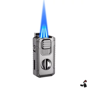Briquet Cigare Triple Flamme + Coupe-Cigare en V