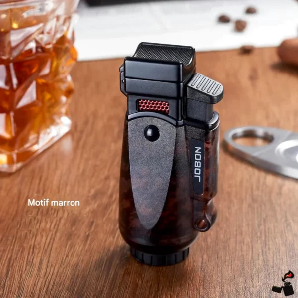 Briquet JOBON Magnum – Flamme Bleue Type Pistolet Rechargeable Marron