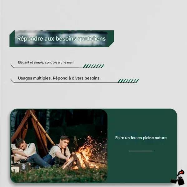 Briquet JOBON Triple Flamme à Meule – Rechargeable, Coupe-Vent, Design Métallique Feu