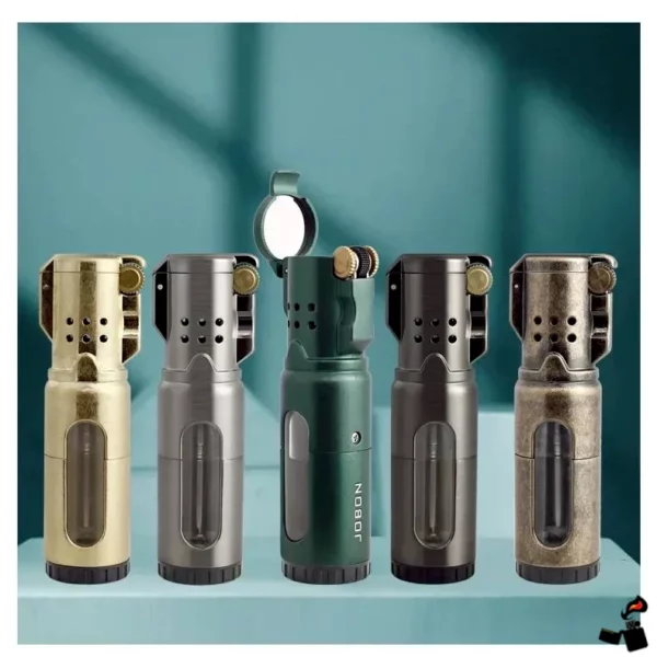 Briquet JOBON Triple Flamme à Meule – Rechargeable, Coupe-Vent, Design Métallique Modèle