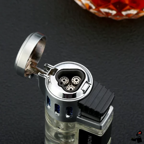 Briquet JOBON – Triple Flamme Directe, Coupe-Vent, Réservoir Transparent Buse