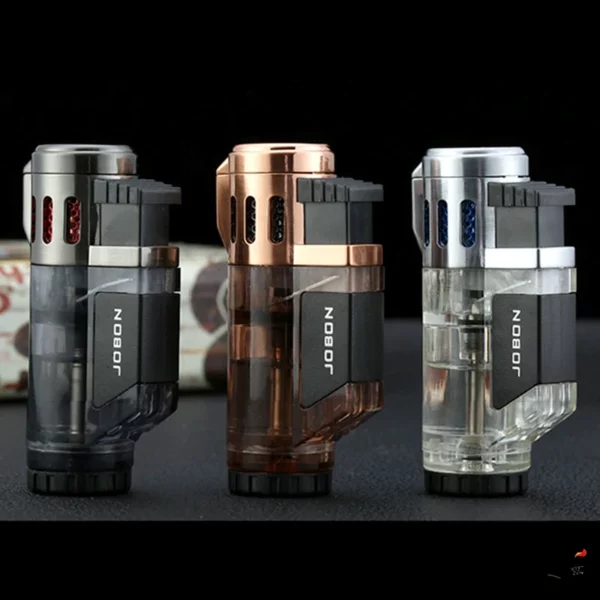 Briquet JOBON – Triple Flamme Directe, Coupe-Vent, Réservoir Transparent Modèles