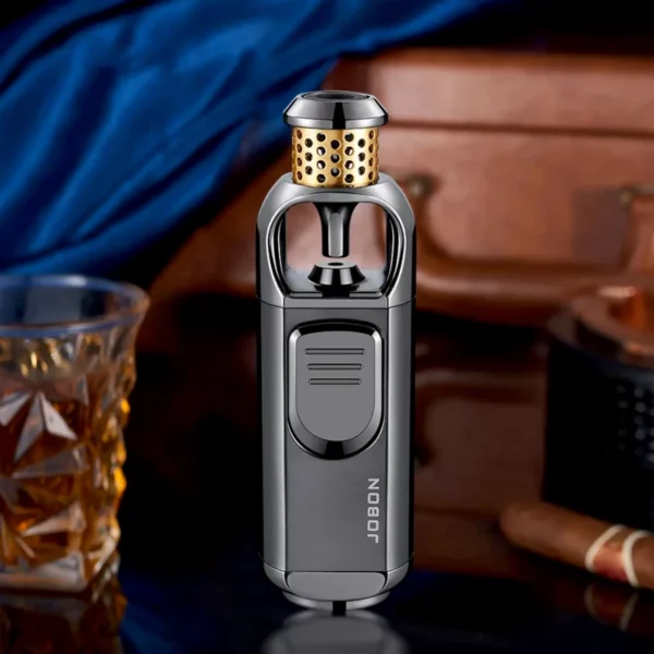 Briquet Torche à Flamme Bleue – Rechargeable Gris