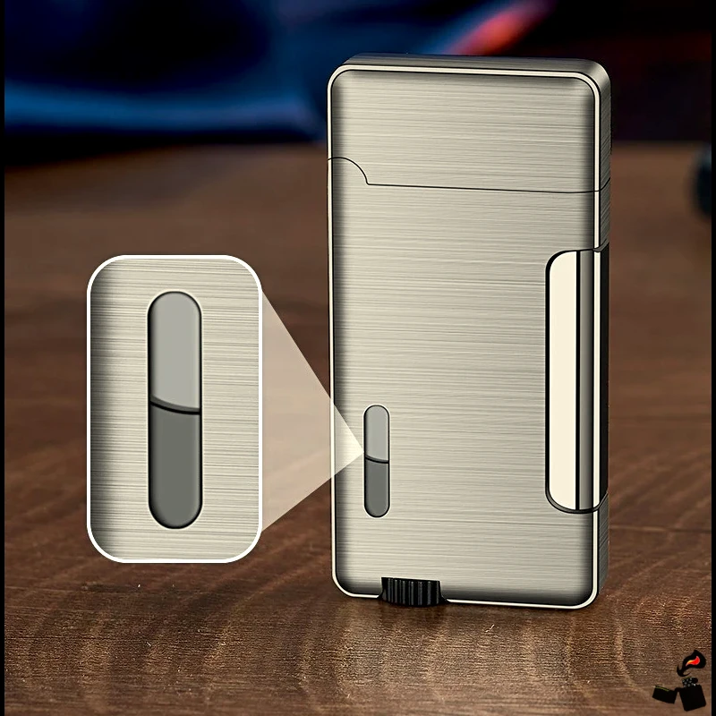 Briquet Turbo Double Flamme à Pression Latérale – Métal Fenêtre 5 Briquet Turbo Double Flamme à Pression Latérale – Métal Fenêtre