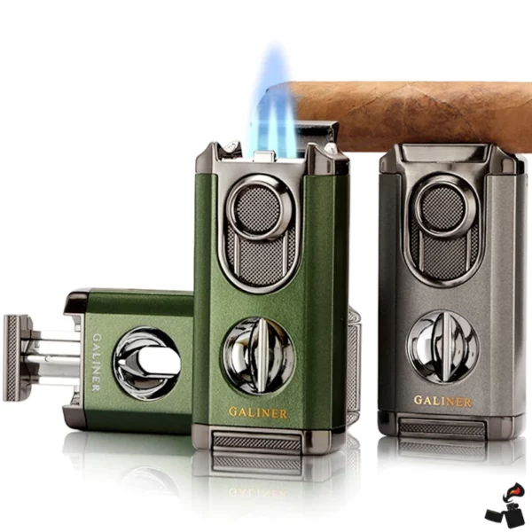 GALINER Briquet Cigare Triple Flamme Coupe‑Cigare en V Premium Couleurs