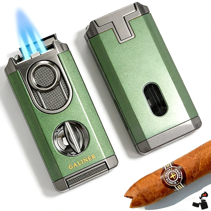 GALINER Briquet Torche 3 Jets Coupe en V 1 GALINER Briquet Torche 3 Jets Perce-Cigare et Coupe-V Flamme