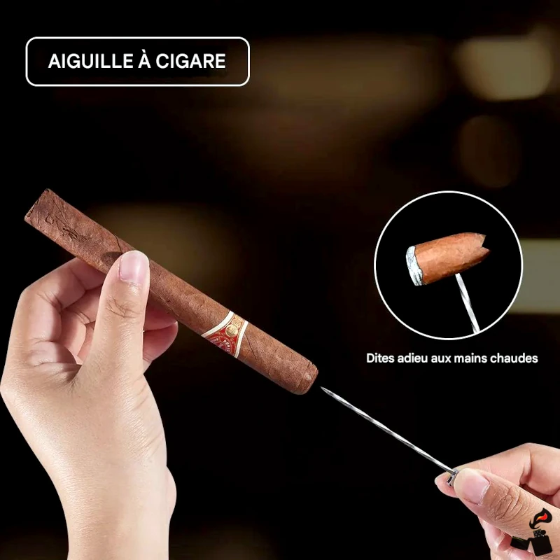 MINI TREE Briquet Cigare 6-en-1 – 4 Flammes Bleues, Coupe-Cigare, Poinçon, Plateau 5 MINI TREE Briquet Cigare 6-en-1 – 4 Flammes Bleues, Coupe-Cigare, Poinçon, Plateau Aiguille