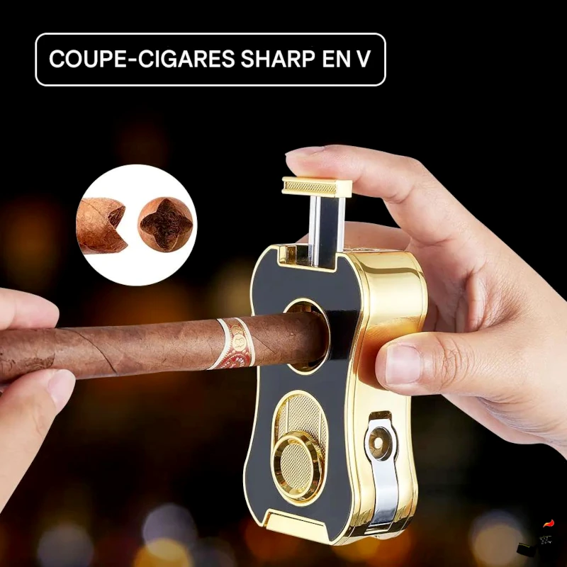 MINI TREE Briquet Cigare 6-en-1 – 4 Flammes Bleues, Coupe-Cigare, Poinçon, Plateau 3 MINI TREE Briquet Cigare 6-en-1 – 4 Flammes Bleues, Coupe-Cigare, Poinçon, Plateau Coupe