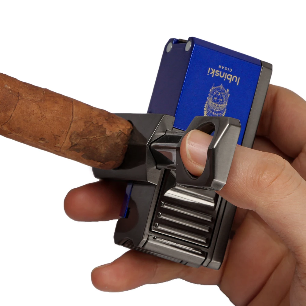LUBINSKI Briquet Cigare 1 Jet – Coupe‑Cigare en V + Poinçon Multifonction – Gaz Butane 4 LUBINSKI Briquet Cigare 1 Jet – Coupe‑Cigare en V + Poinçon Multifonction – Gaz Butane – Image 4