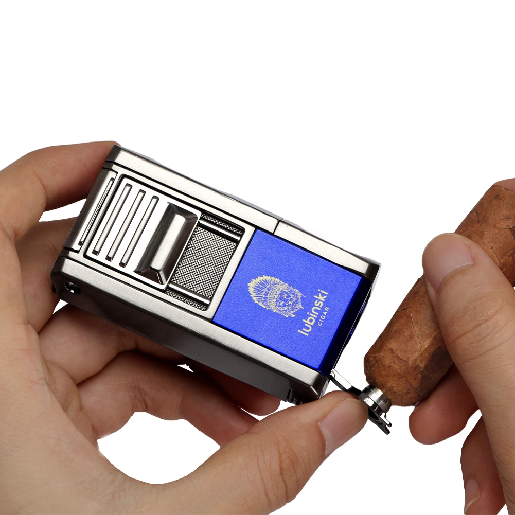 LUBINSKI Briquet Cigare 1 Jet – Coupe‑Cigare en V + Poinçon Multifonction – Gaz Butane 3 LUBINSKI Briquet Cigare 1 Jet – Coupe‑Cigare en V + Poinçon Multifonction – Gaz Butane – Image 3